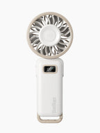 Witte Diveblues AIR oplaadbare handventilator met Crab-Claw™ karabijnhaak, Horizon-Flip™ 180° vouwontwerp en Sea-Breeze™ traploze 1-100 snelheid.
