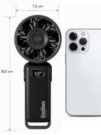 afmetingen diveblues air 100 handventilator naast een iphone ter vergelijking